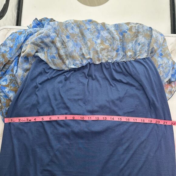 Le Ragazze Floral Maxi Dress XL Fit Flare Elastic Silk Blend Garden Party Fairy - Picture 9 of 16